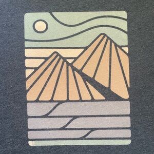Wohven Blue Tee with Pastel Mountain Graphic